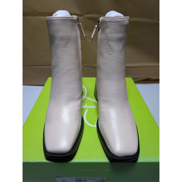 Sam Edelman Women's Winnie Block-Heel Booties Ivory Leather Size 6.5 MNew in box - Picture 3 of 8